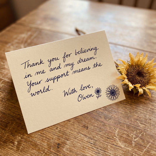 Handwritten Thank You Note From Owen ❤️